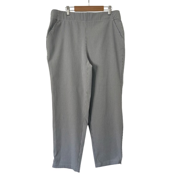 Max Studio Pants - Max Studio Womens XL Cropped Pants Black White Stripe Pull On Stretch Pockets